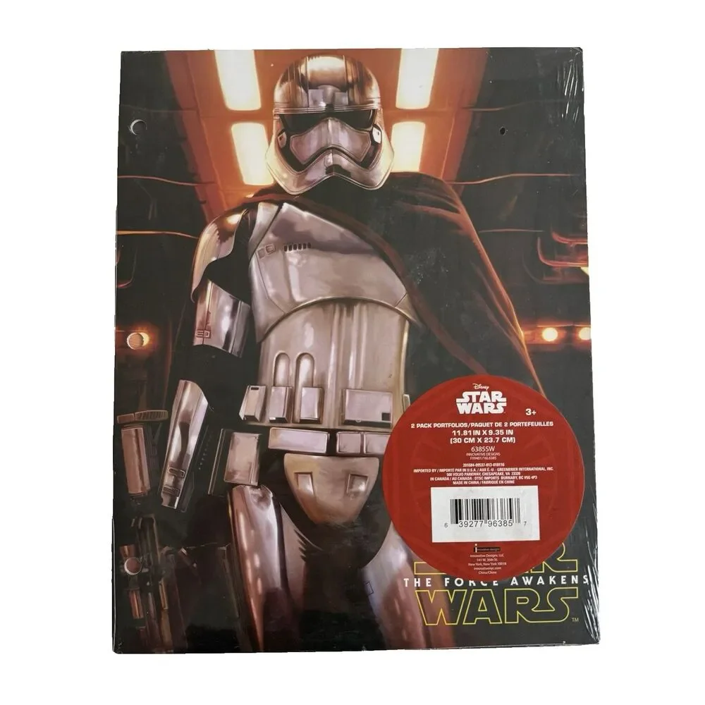 2 Star Wars The Force Awakens 3-Prong Hole Folders Portfolio REY CAPTAIN PHASMA